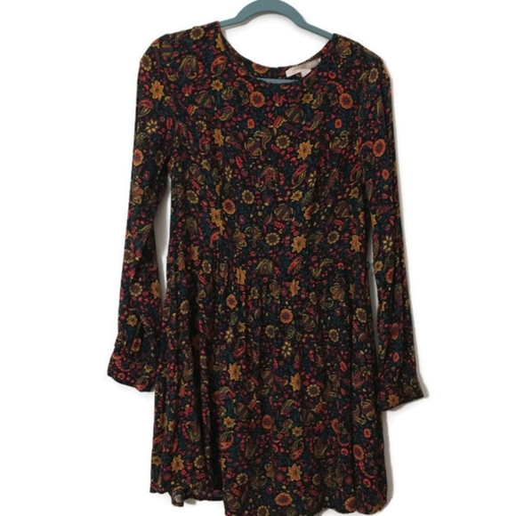 Forever 21 Midi Floral Long Sleeve Dress M - Picture 4 of 14